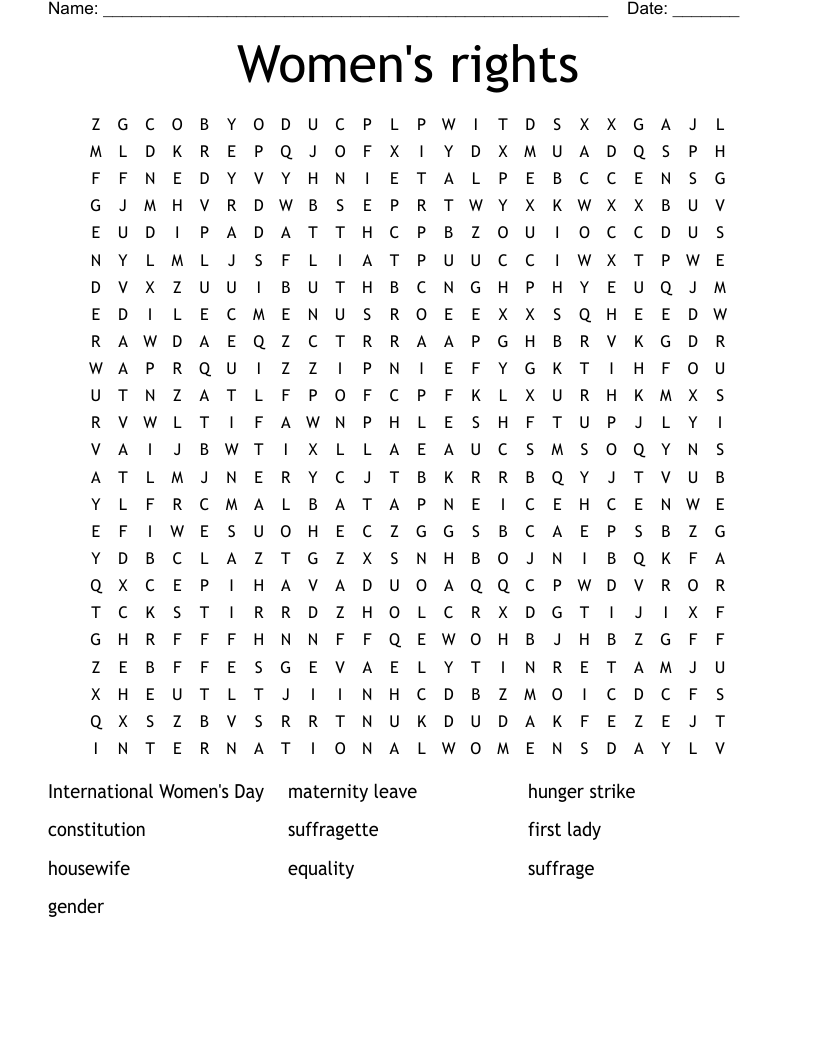 Women's rights Word Search