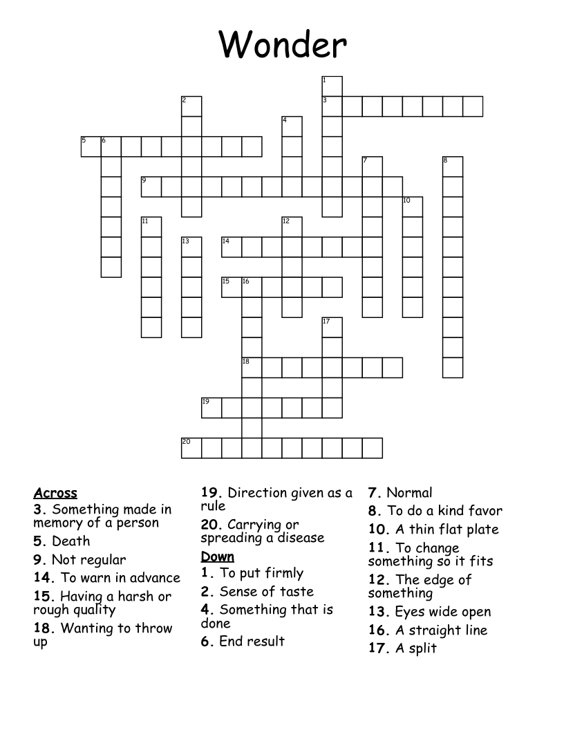 Wonder Crossword