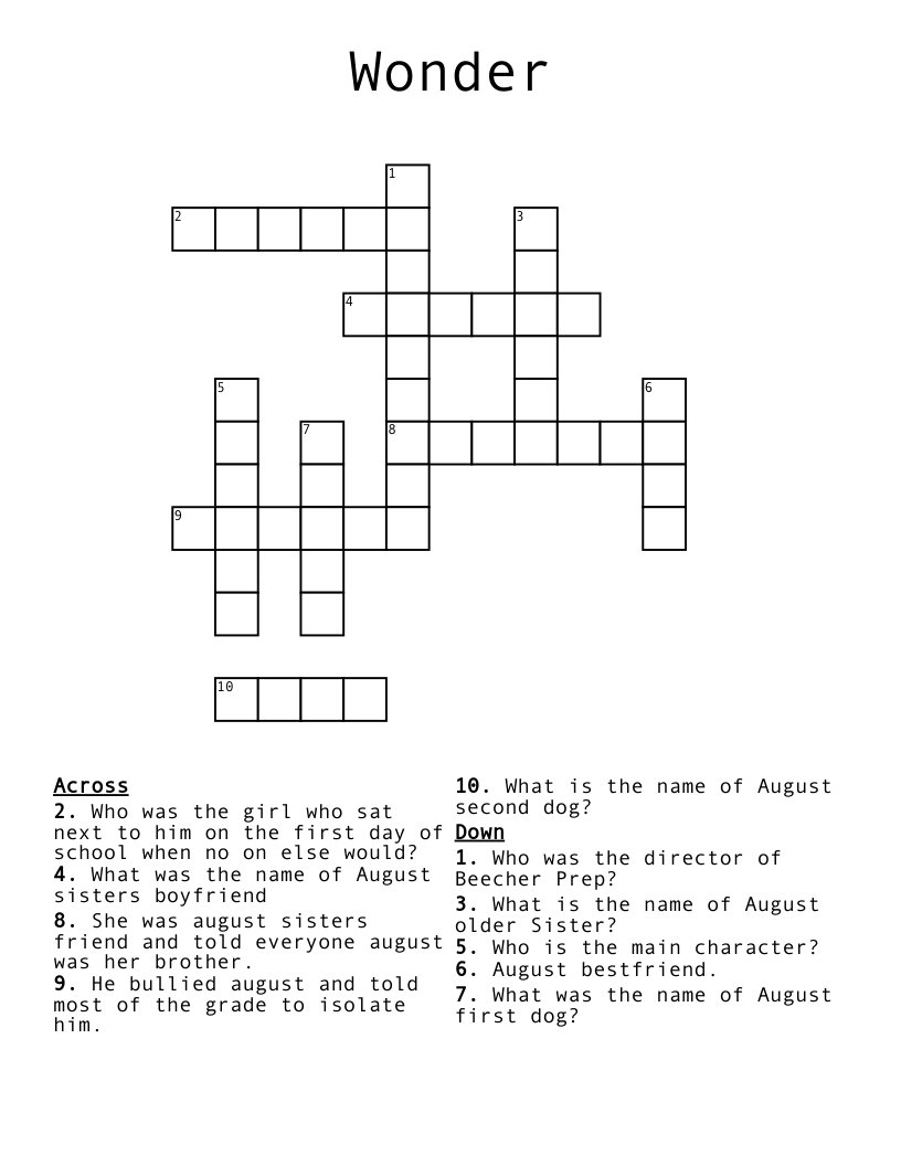 Wonder Crossword
