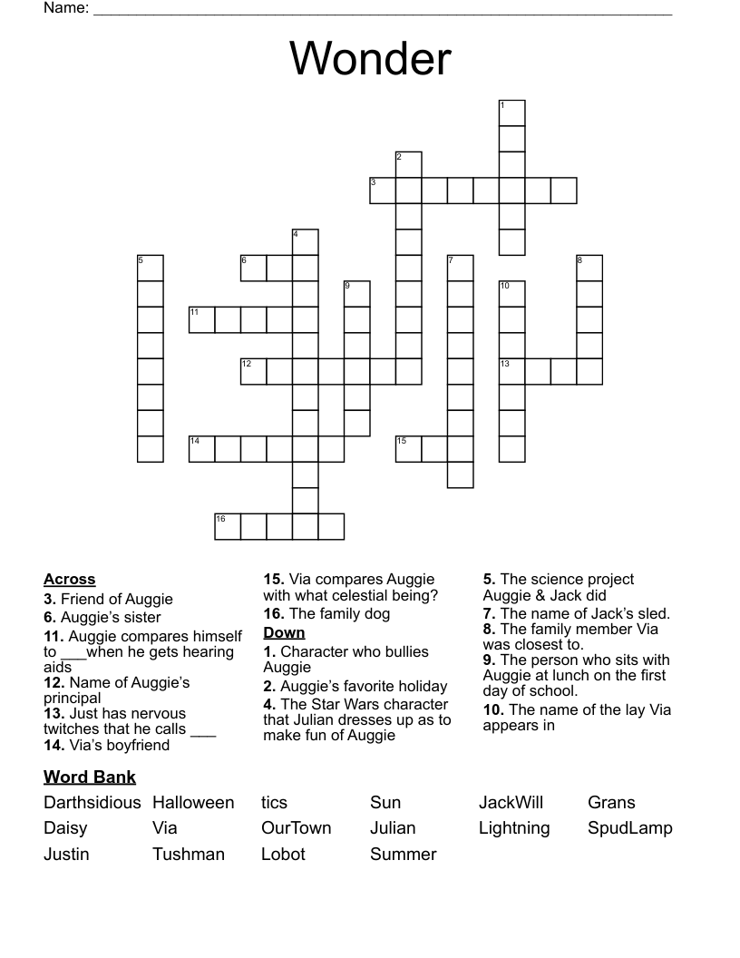 Wonder Crossword
