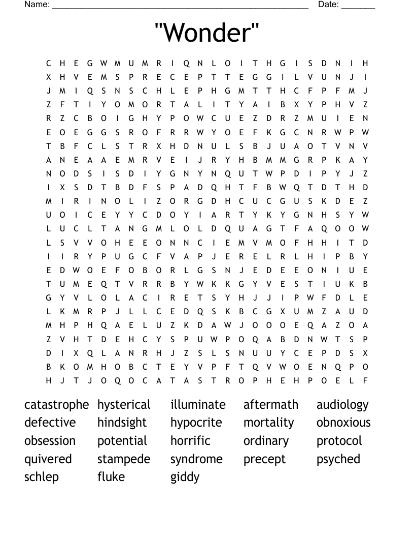 "Wonder" Word Search