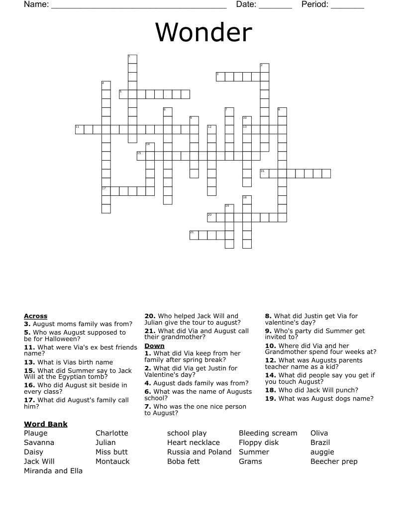 Wonder Crossword