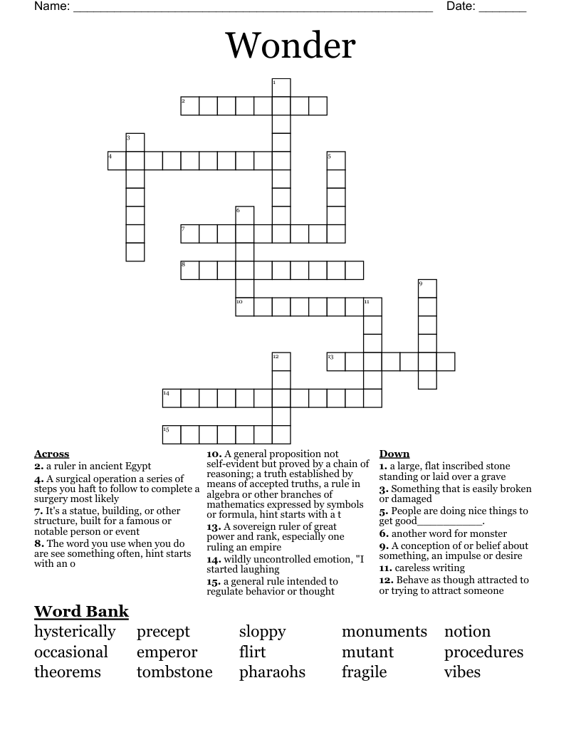 Wonder Crossword