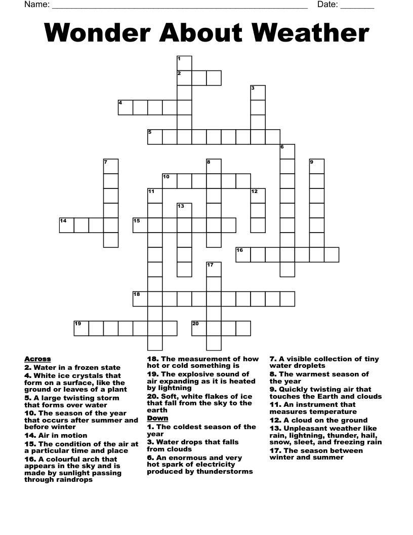 Wonder About Weather Crossword