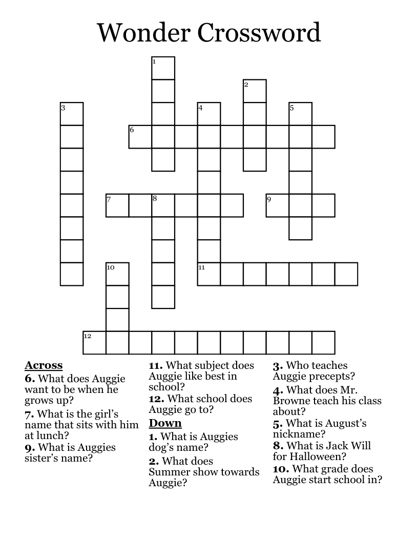Wonder Crossword