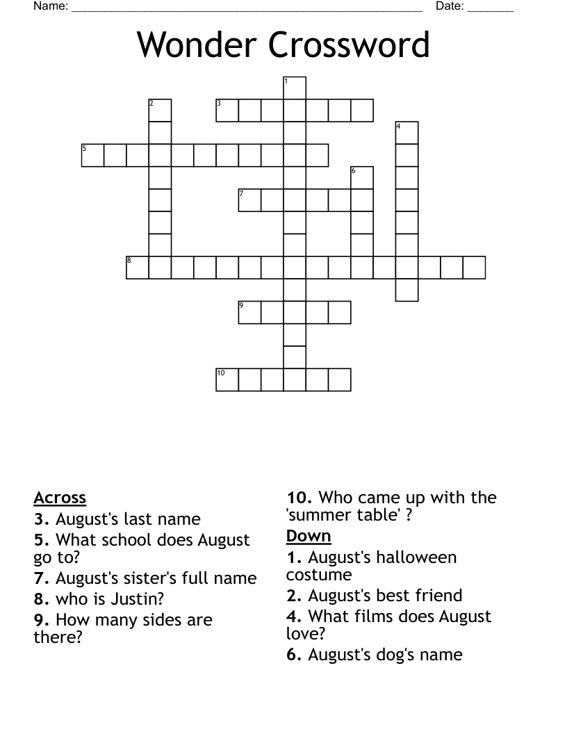 Wonder Crossword