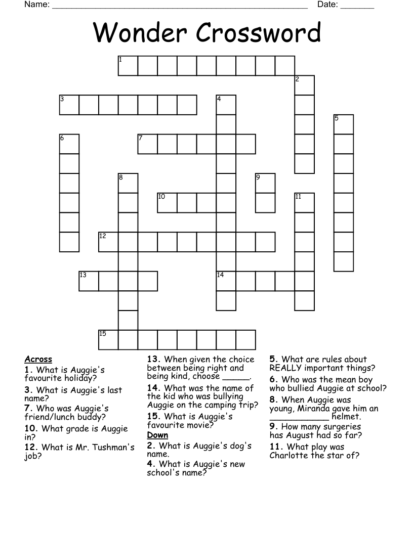 Wonder Crossword