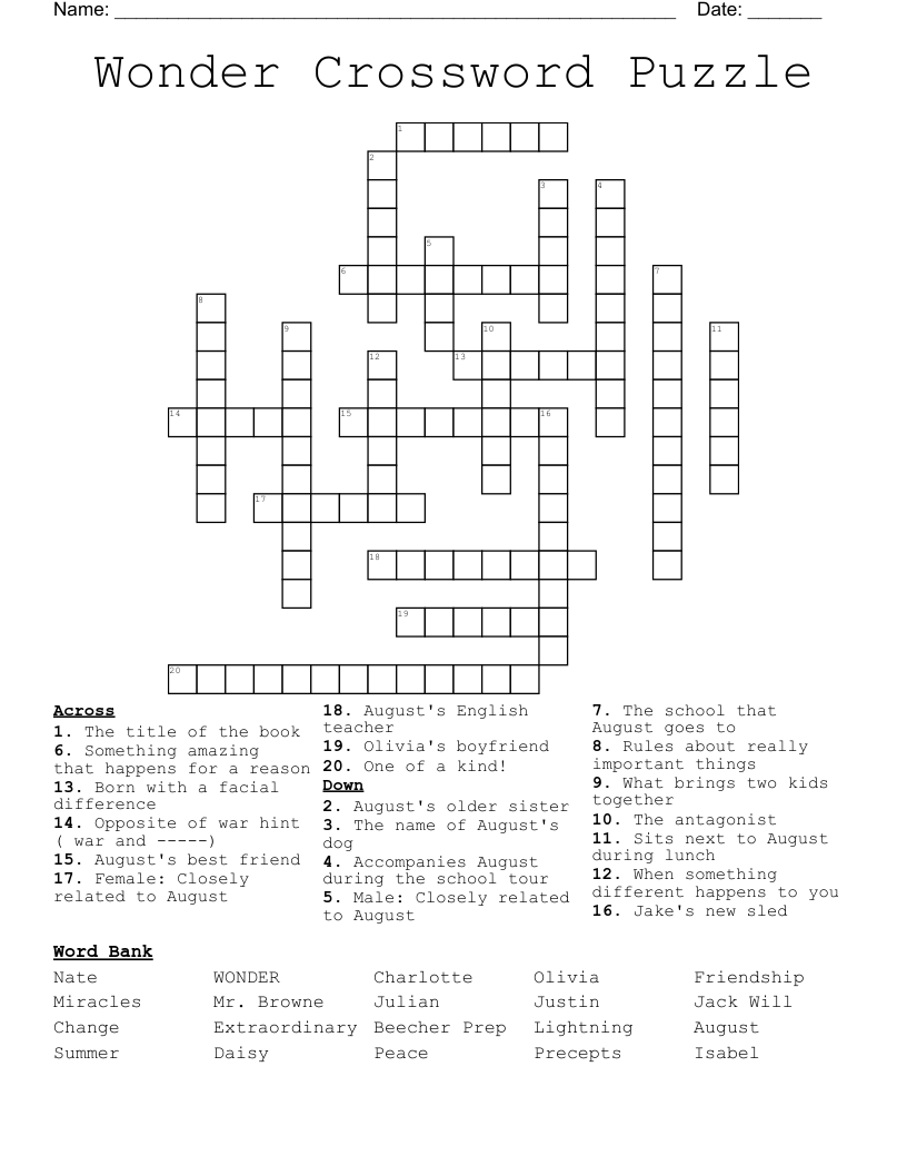 Wonder Crossword Puzzle