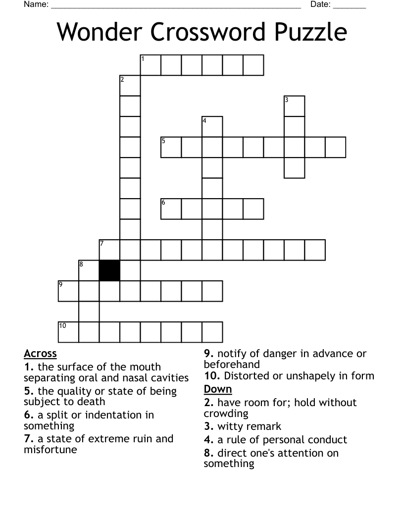 Wonder Crossword Puzzle