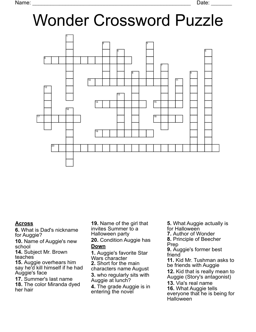 Wonder Crossword Puzzle
