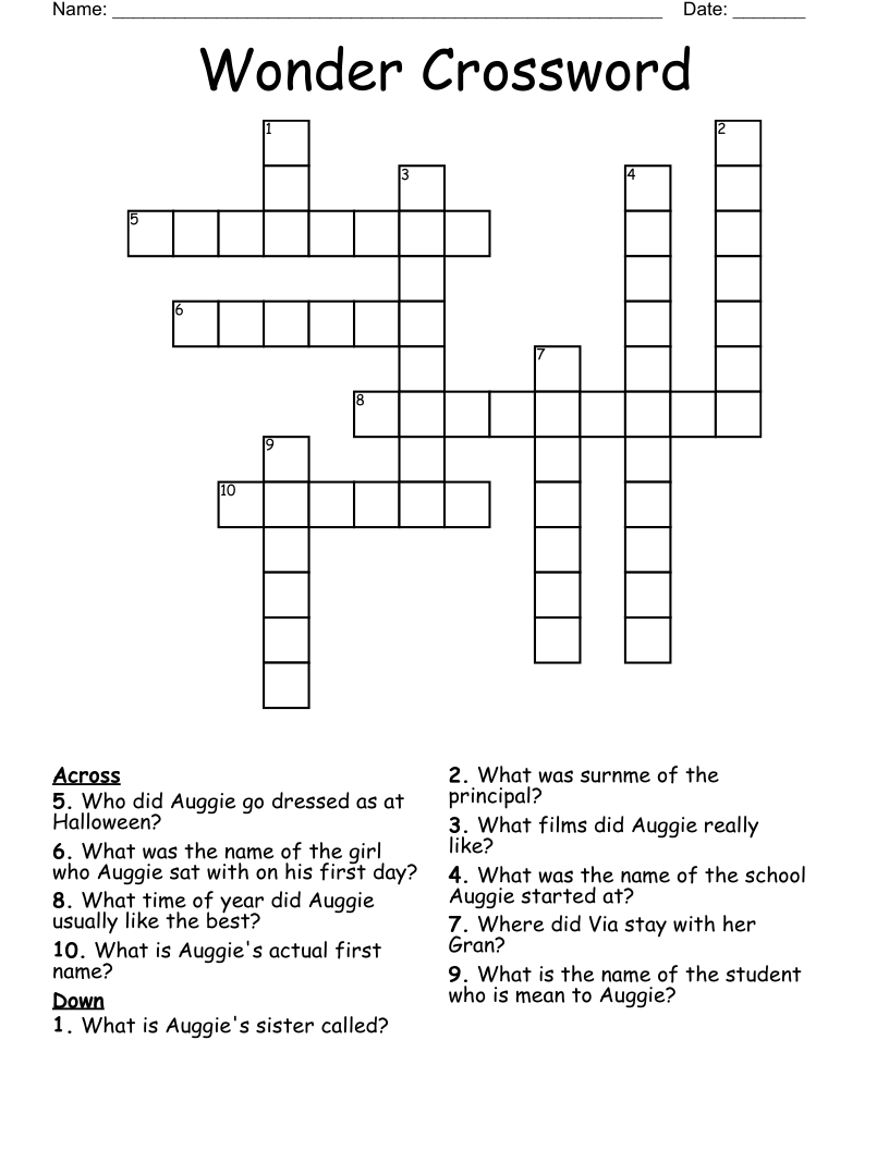 Wonder Crossword 