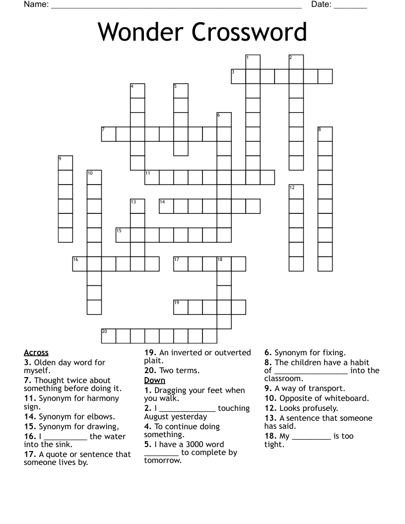 Wonder Crossword 