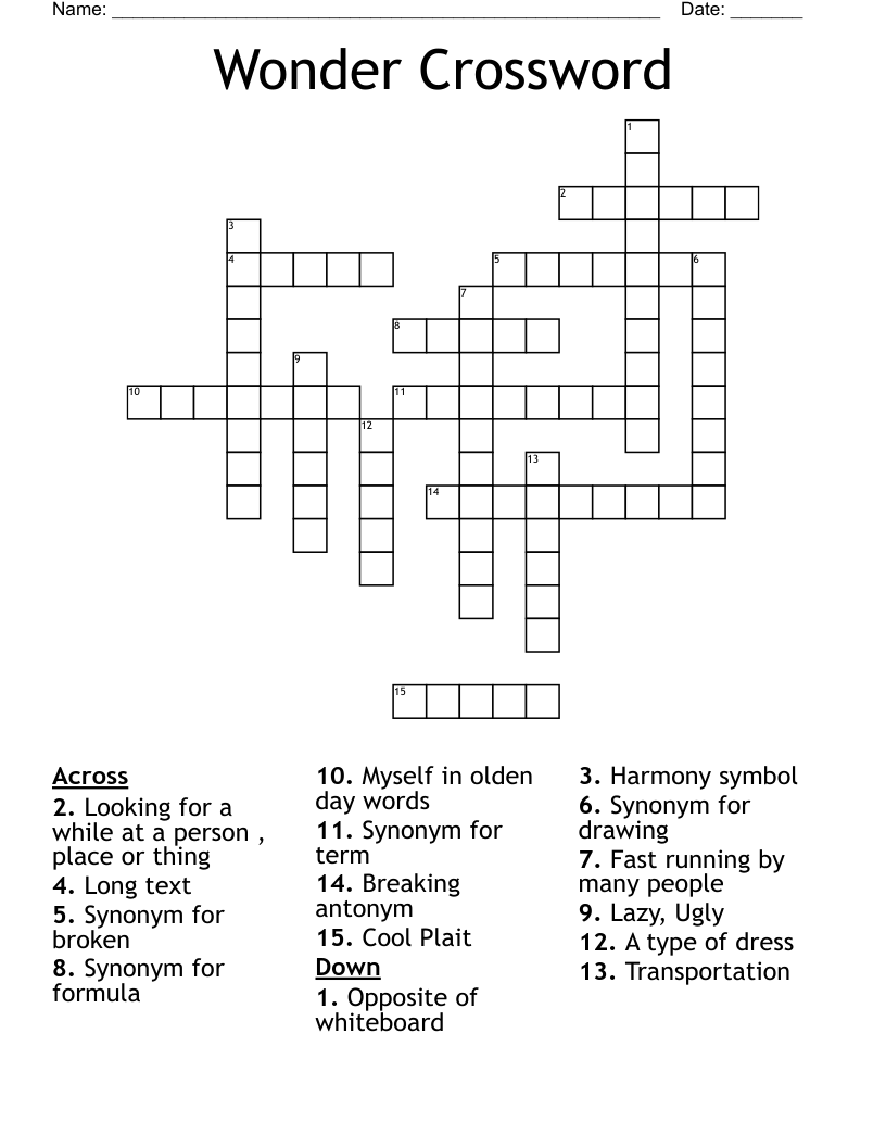 Wonder Crossword  