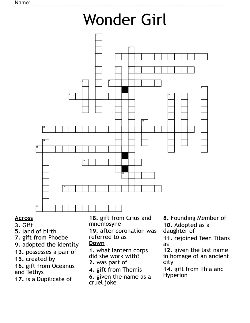 Wonder Girl Crossword