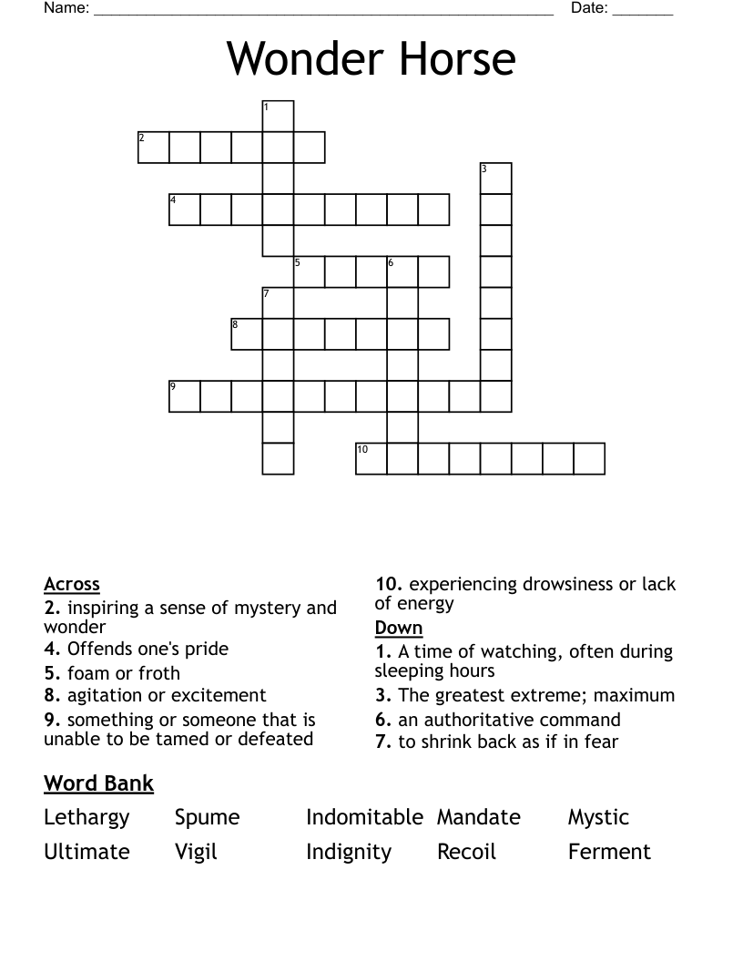 Wonder Horse Crossword
