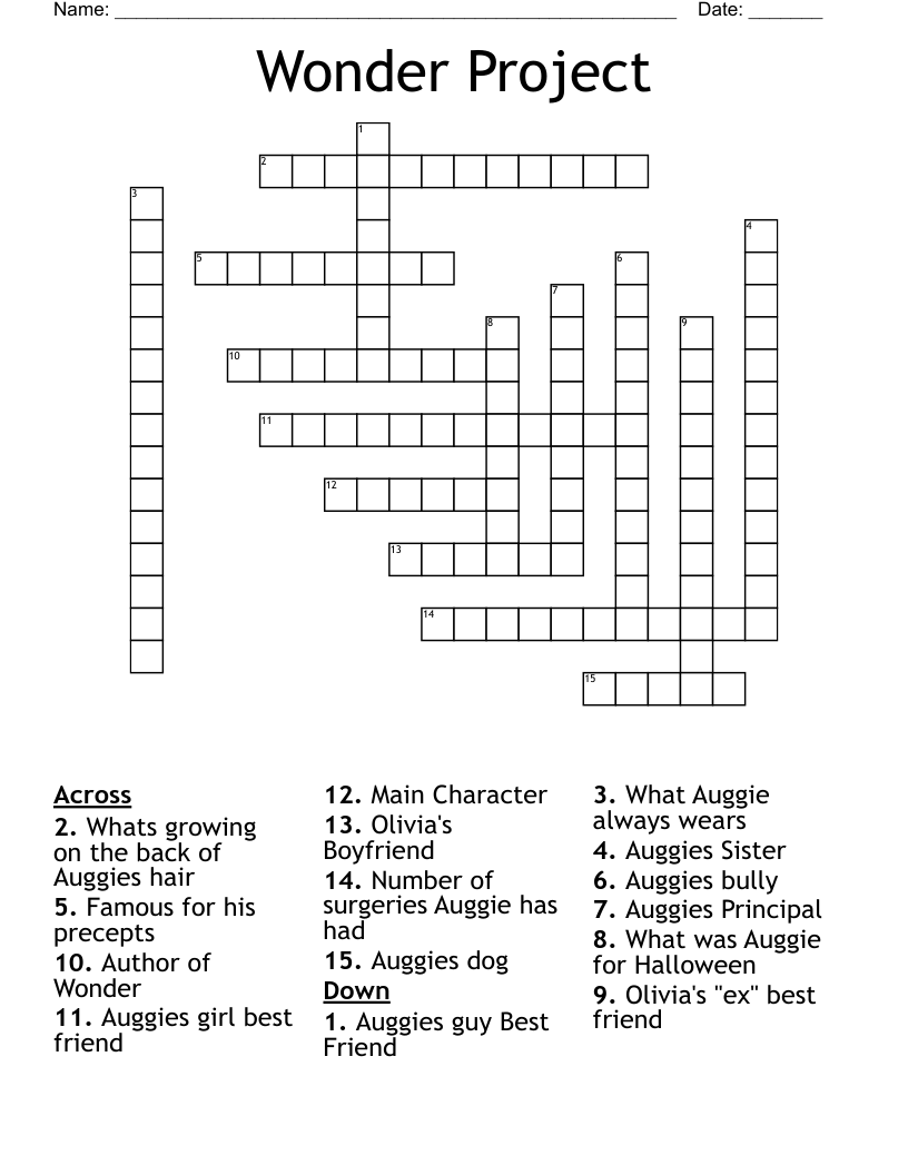 Wonder Project Crossword