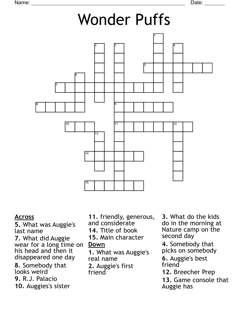 Wonder Puffs Crossword