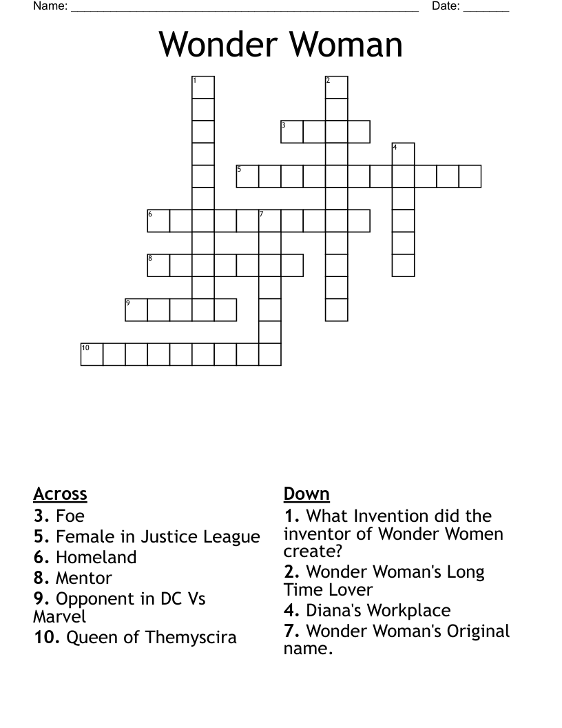 Wonder Woman Crossword