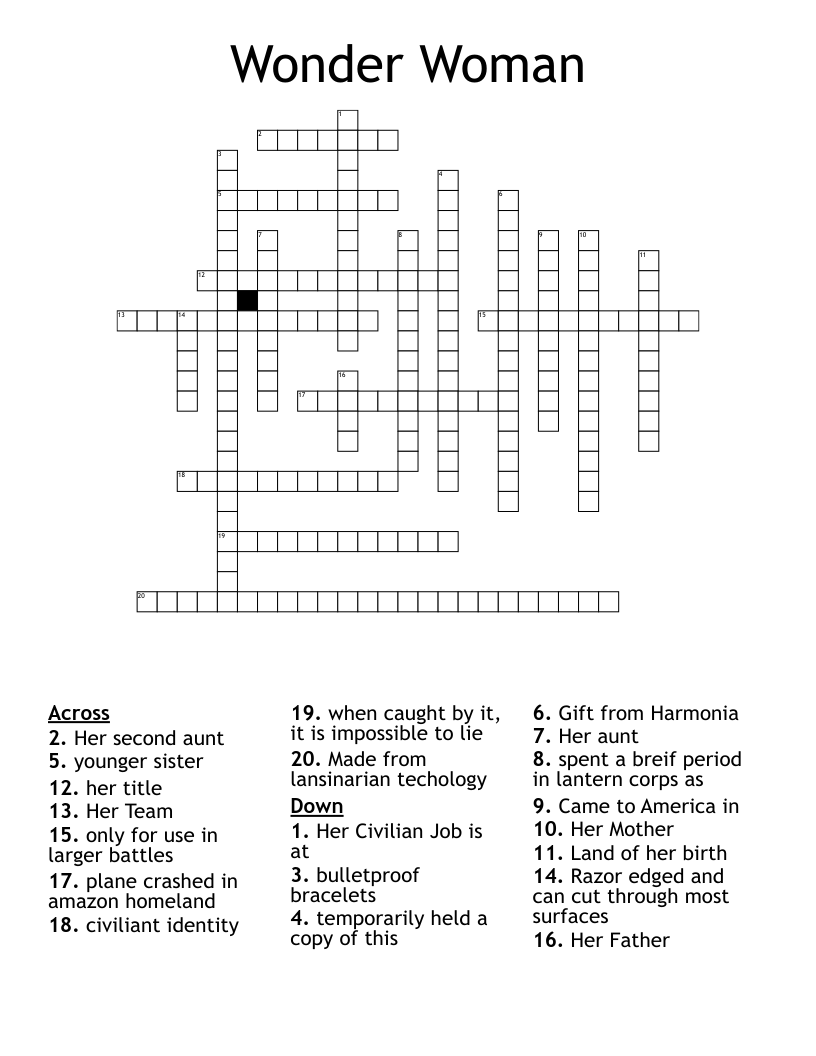 Wonder Woman Crossword