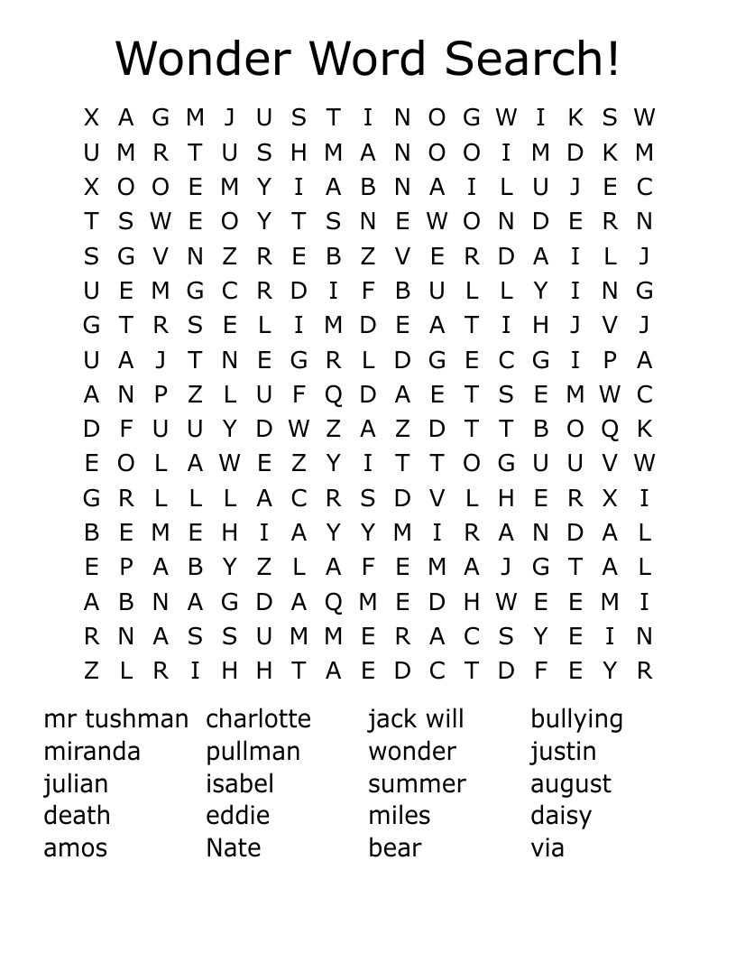 Wonder Word Search!