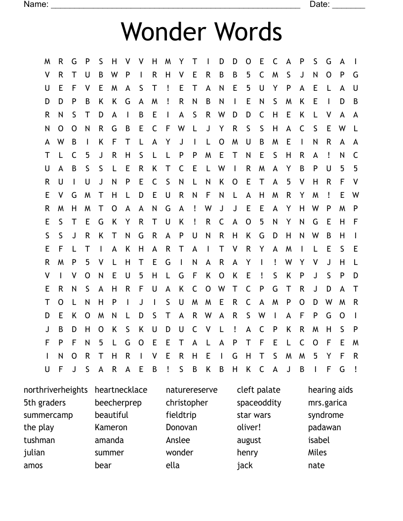 Wonder Words Word Search