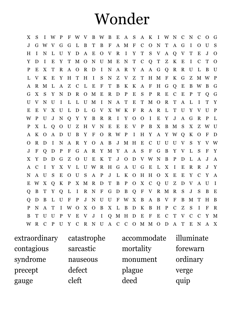 Wonder  Word Search