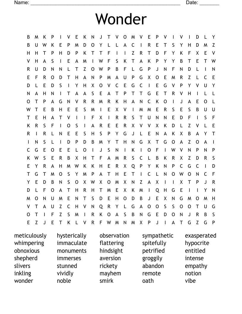 Wonder  Word Search