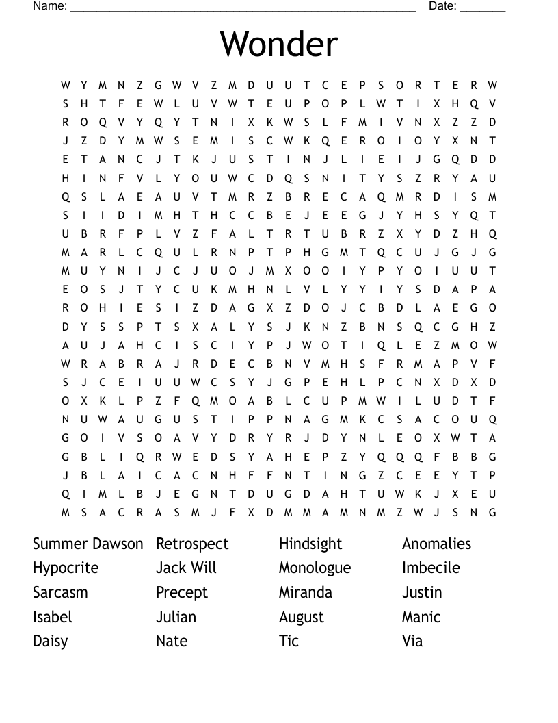 Wonder  Word Search
