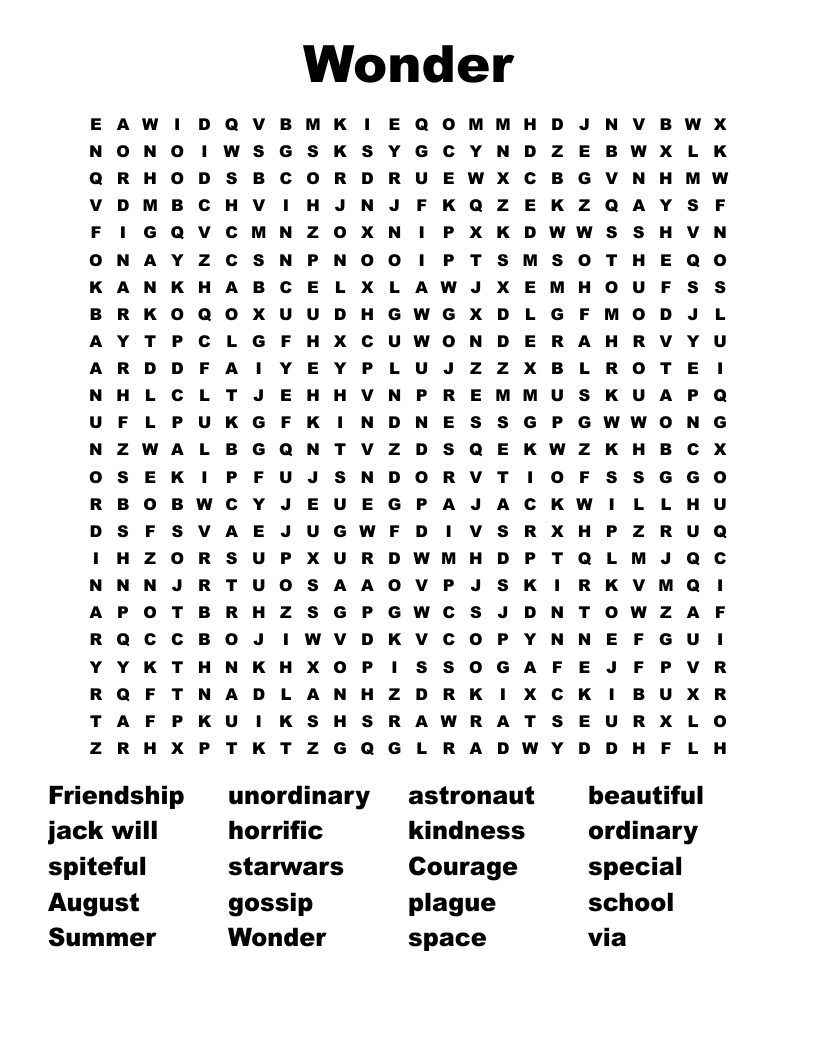 Wonder  Word Search