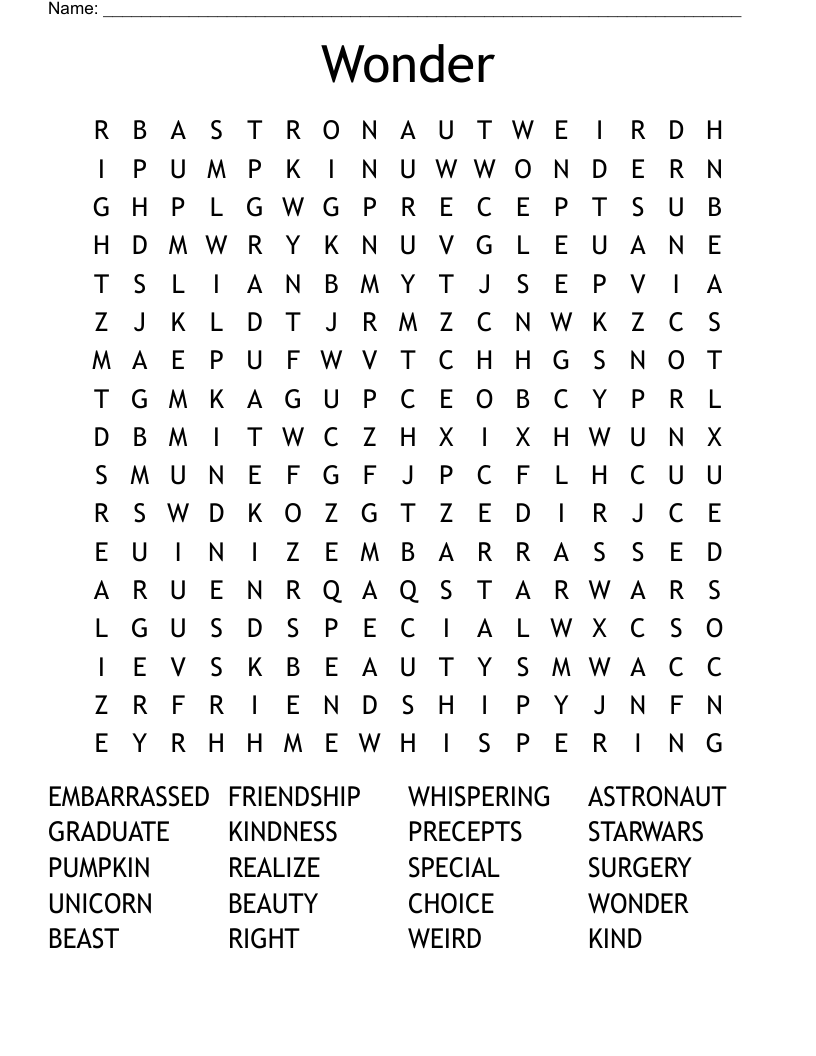 Wonder  Word Search