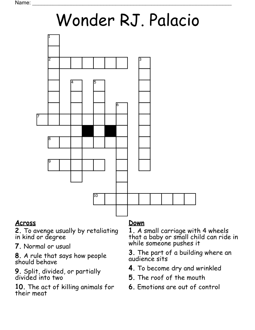 Wonder  RJ. Palacio Crossword
