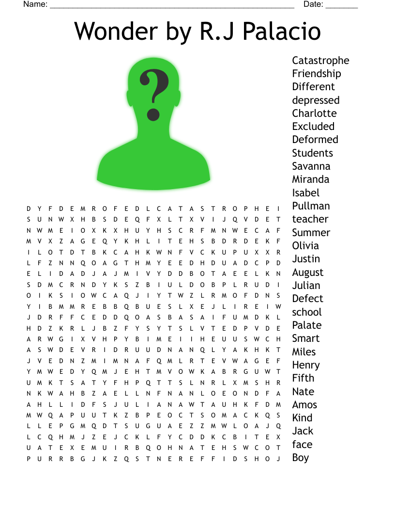 Wonder by R.J Palacio Word Search