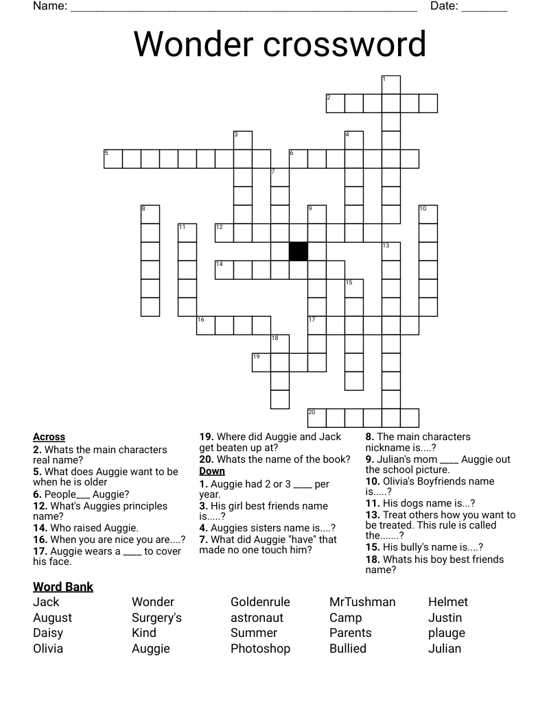 Wonder crossword