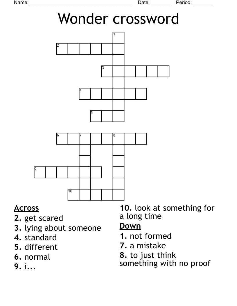Wonder crossword