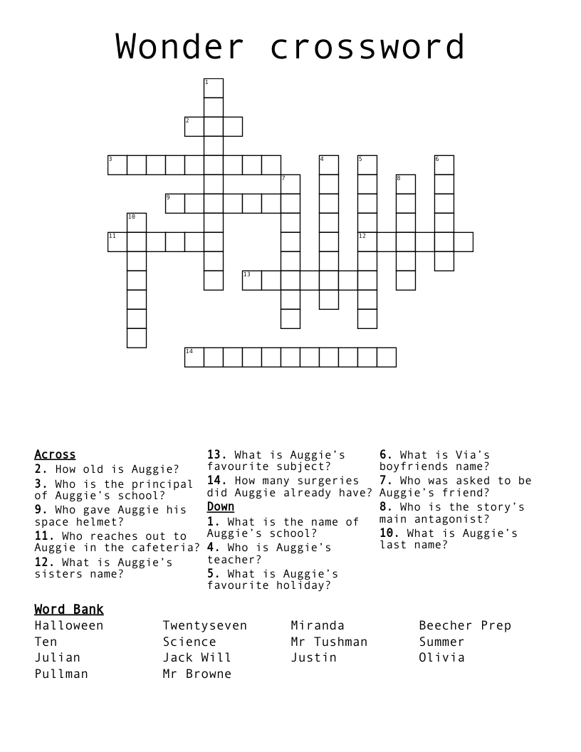 Wonder crossword