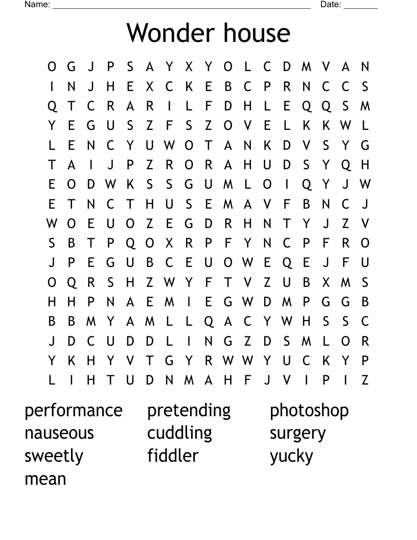 Wonder house Word Search
