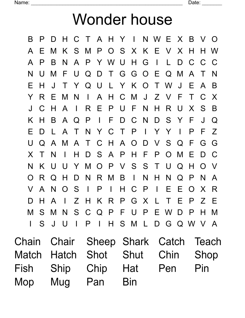 Wonder house Word Search