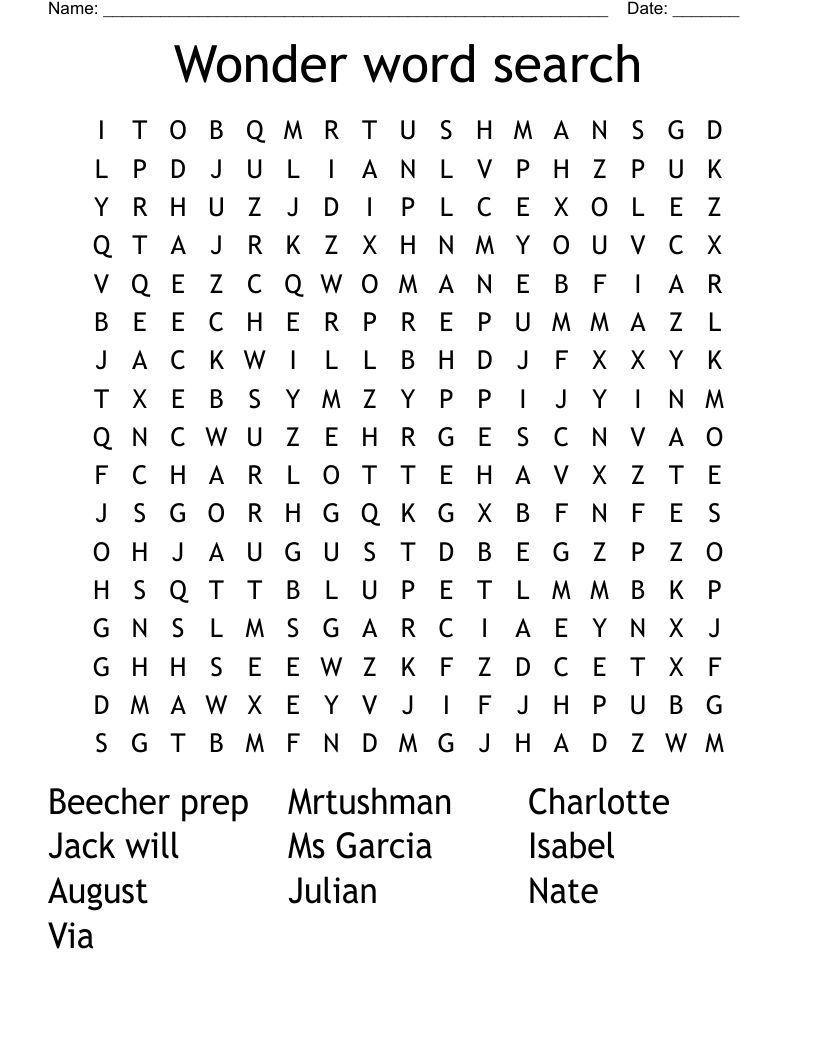 Wonder word search 