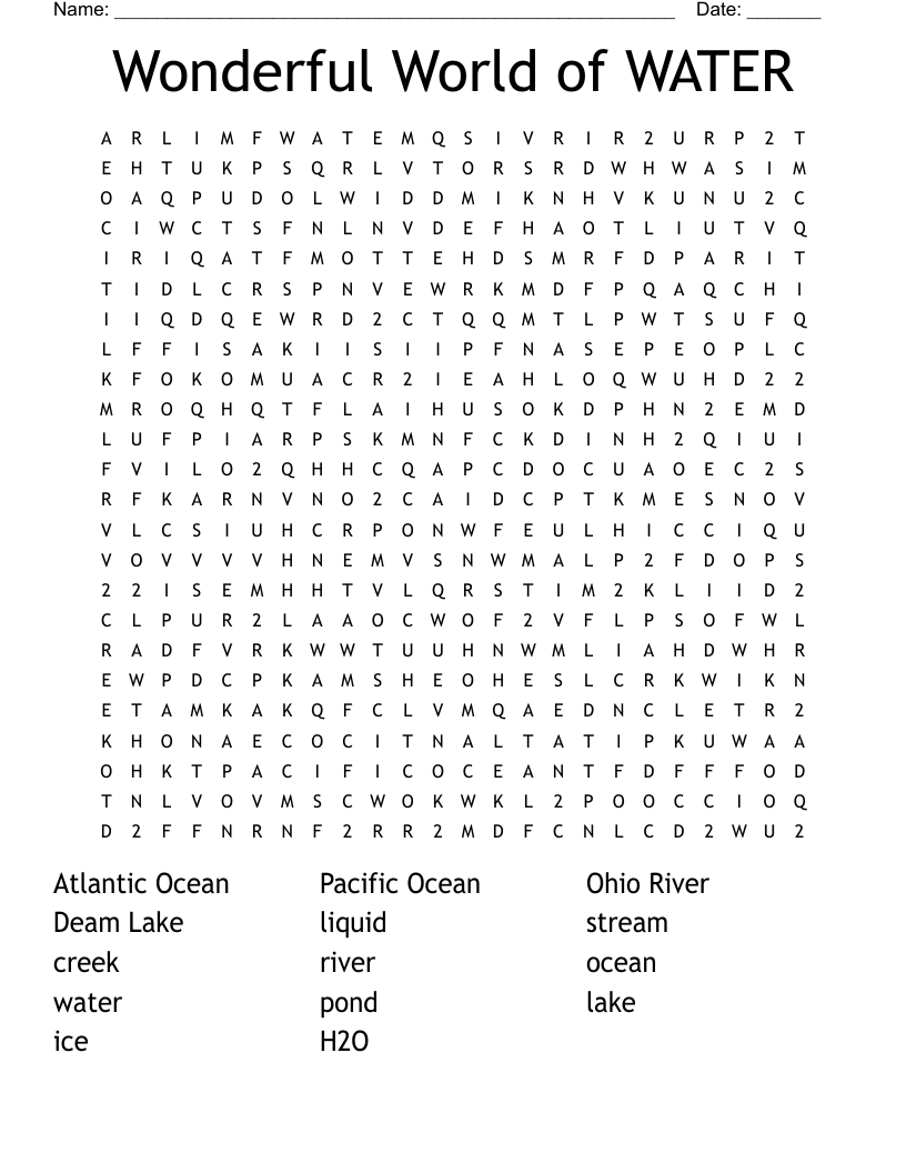 Wonderful World of WATER Word Search