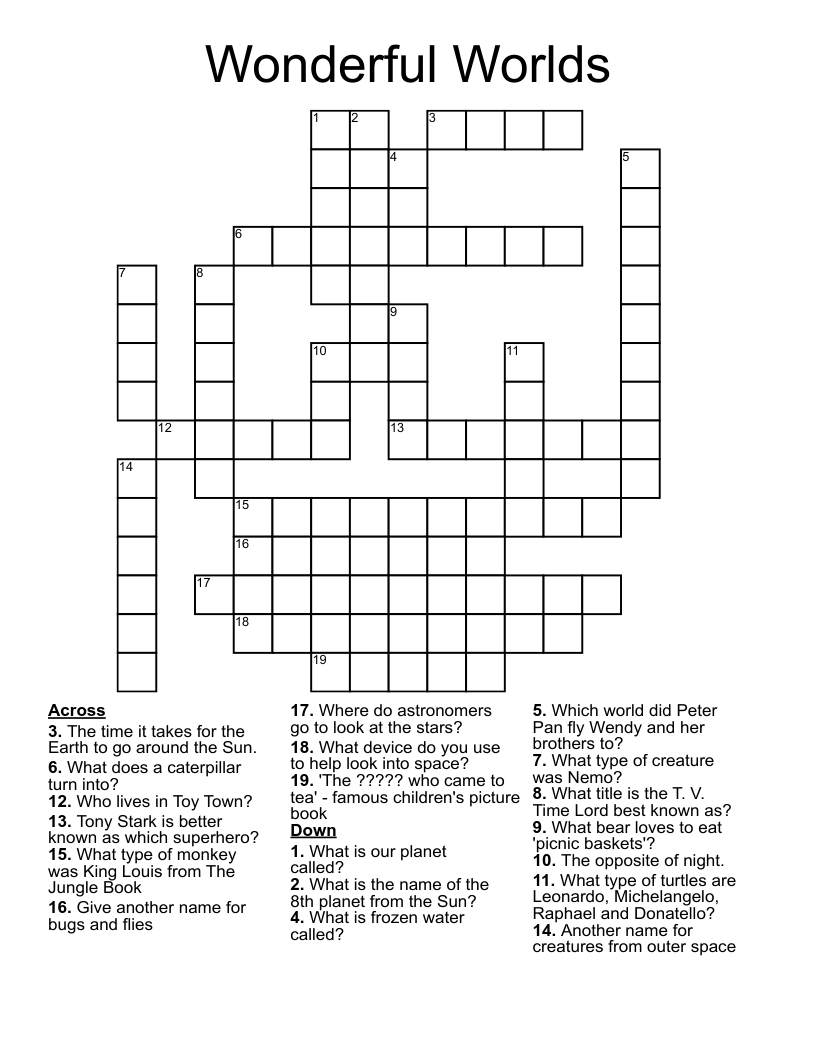 Wonderful Worlds Crossword