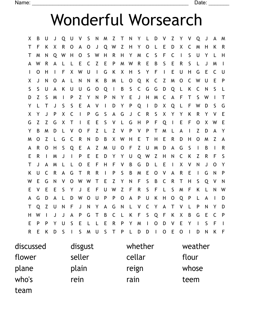 Wonderful Worsearch Word Search