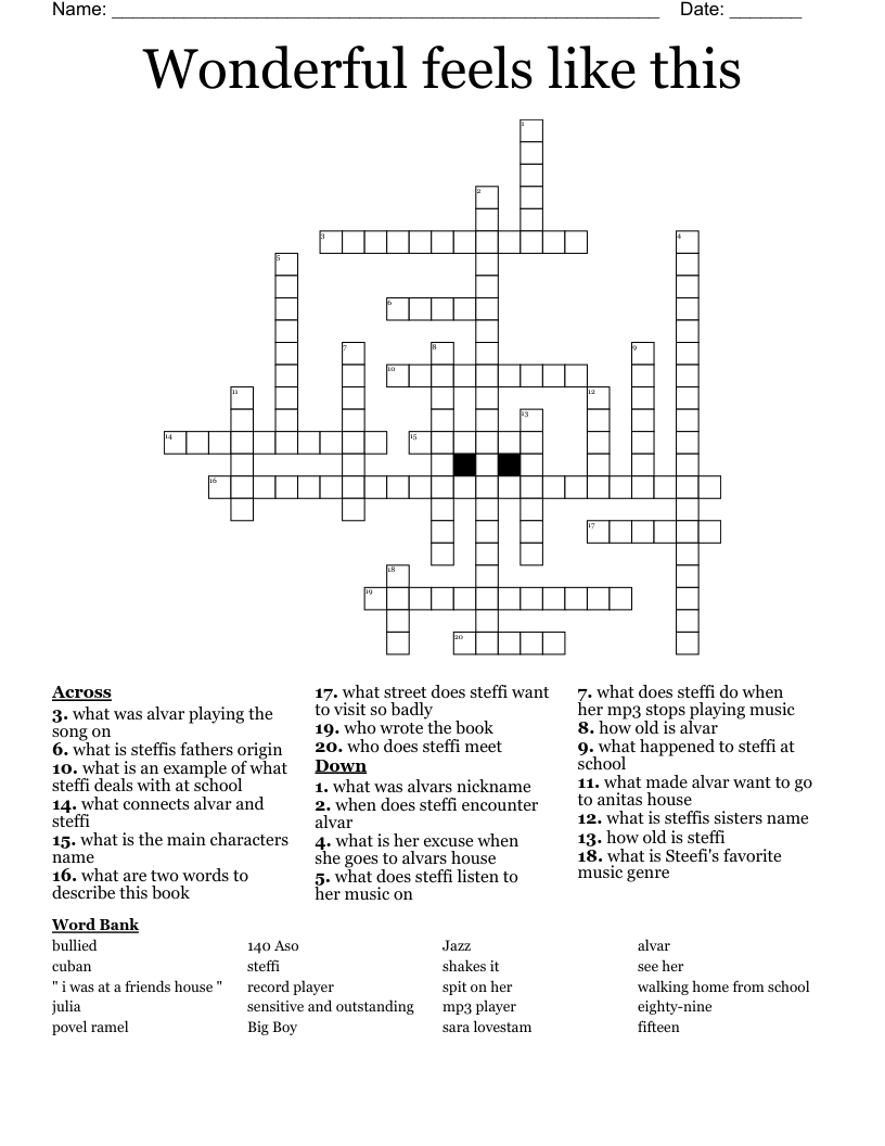 Wonderful feels like this  Crossword