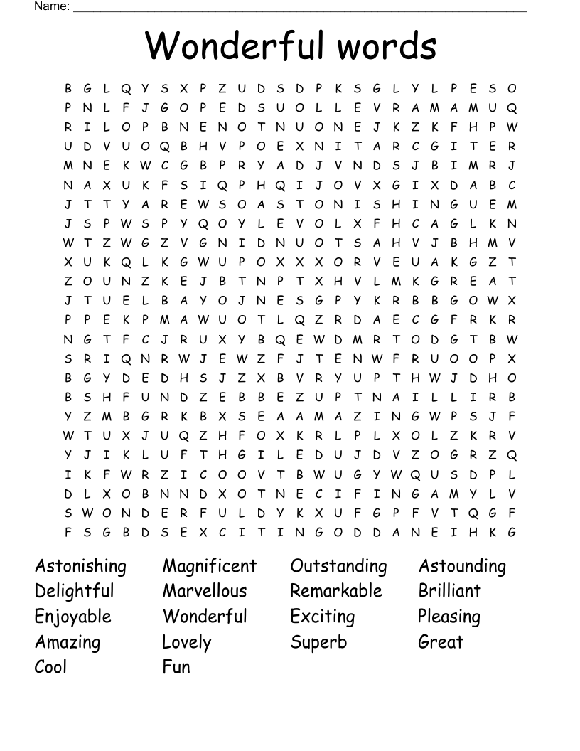 Wonderful words Word Search