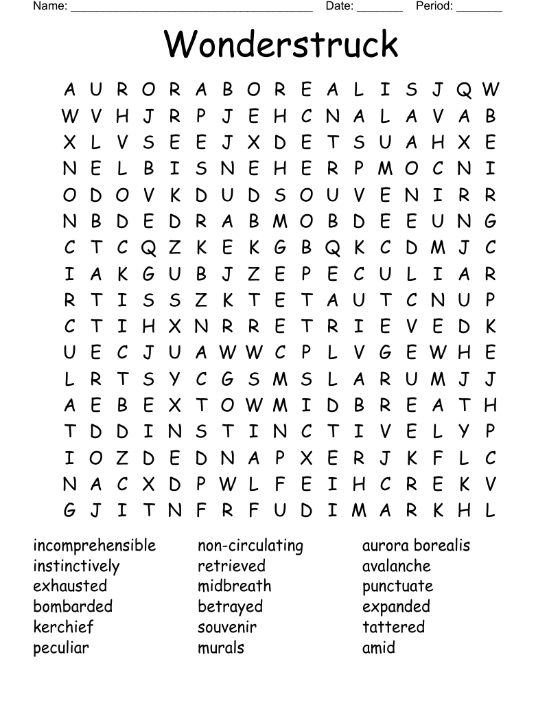 Wonderstruck Word Search