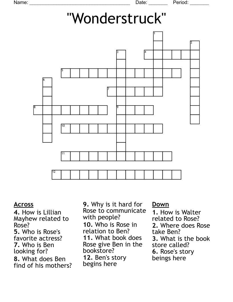"Wonderstruck" Crossword