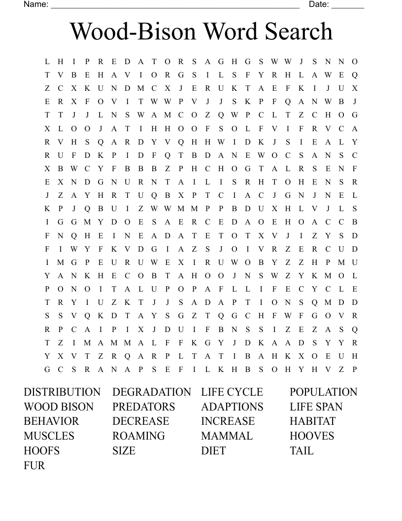 Wood-Bison Word Search