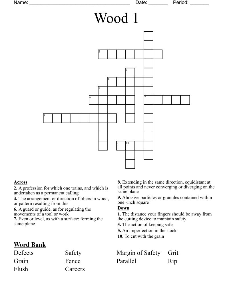 Wood 1 Crossword