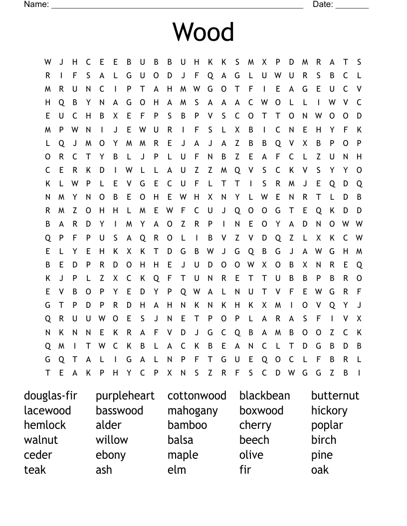 Wood Word Search