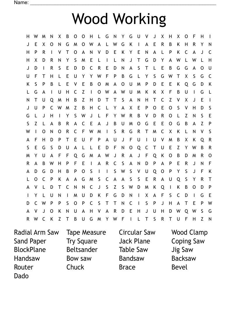 Wood Working  Word Search