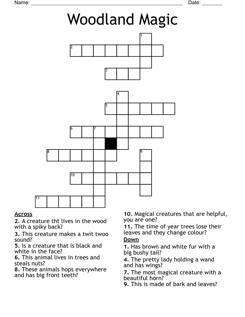Woodland Magic Crossword
